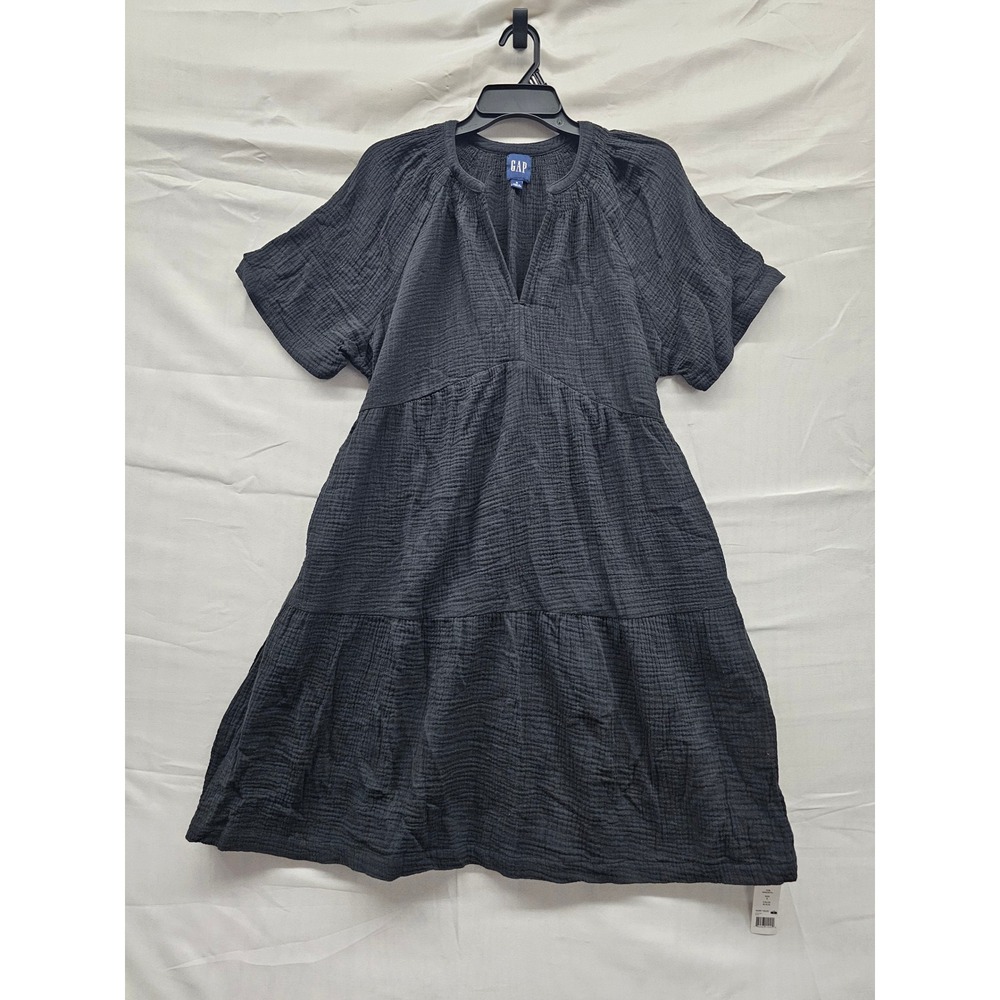 Gap Womens Tiered Mini Dress‎ Black Cotton Casual Size Small